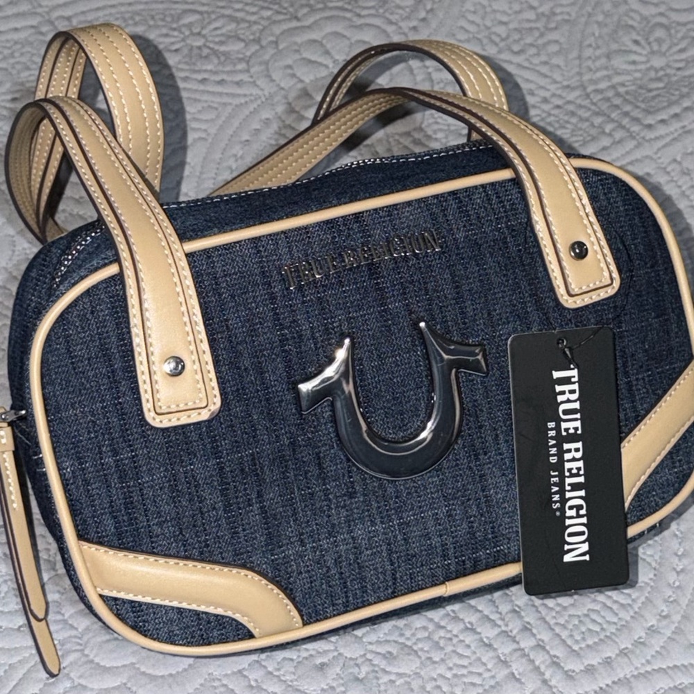 True Religion Navy and Beige Handbag